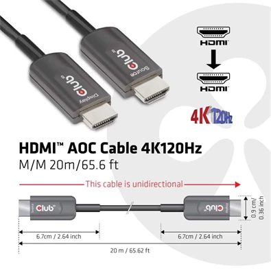 CLUB3D HDMI AOC 4K120Hz - HDMI AOC 4K120Hz 20m kábel