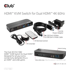 CLUB3D HDMI - Dual HDMI 4K 60Hz KVM switch