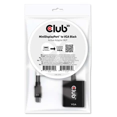 CLUB3D Mini Displayport - D-Sub fekete aktív adapter