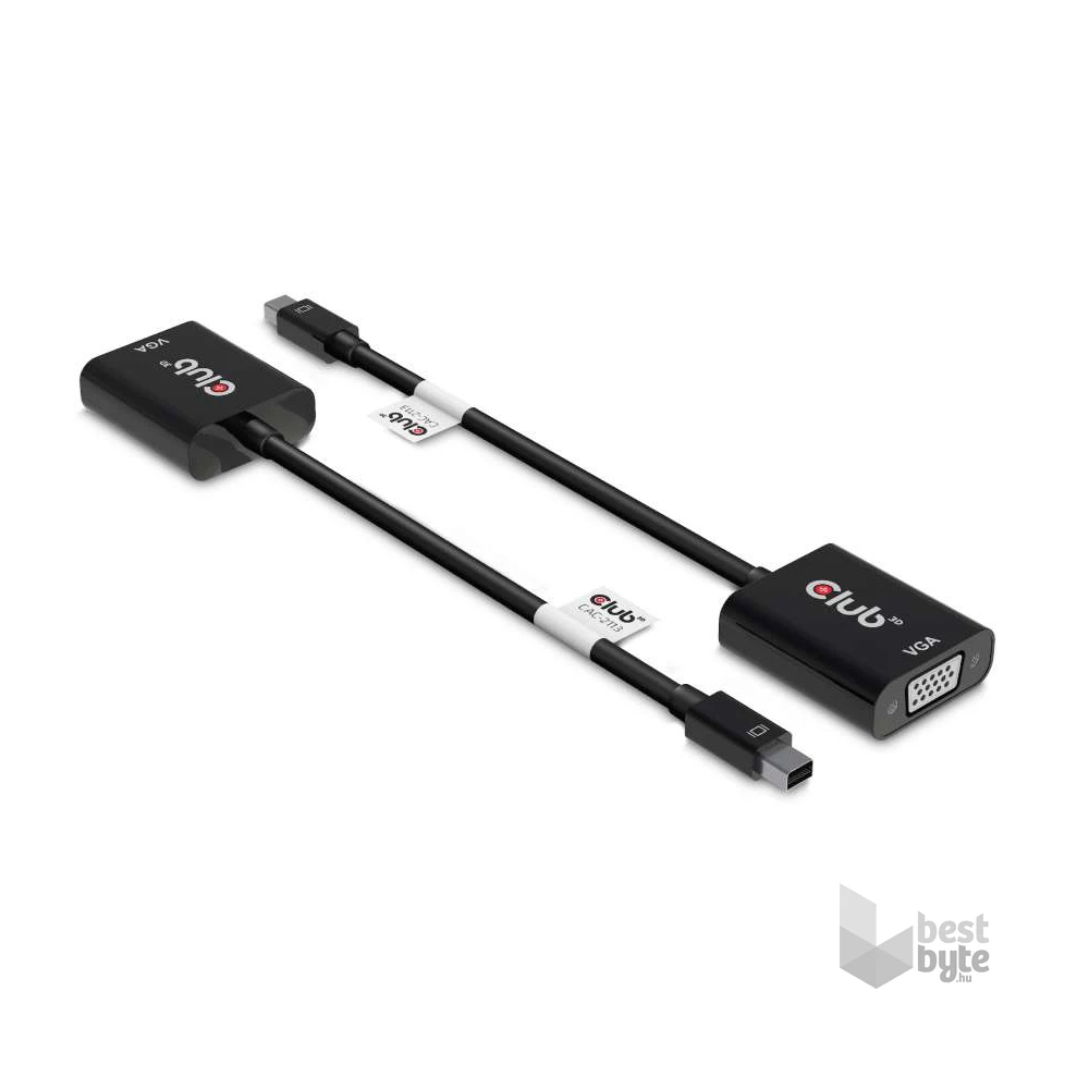 CLUB3D Mini Displayport - D-Sub fekete aktív adapter