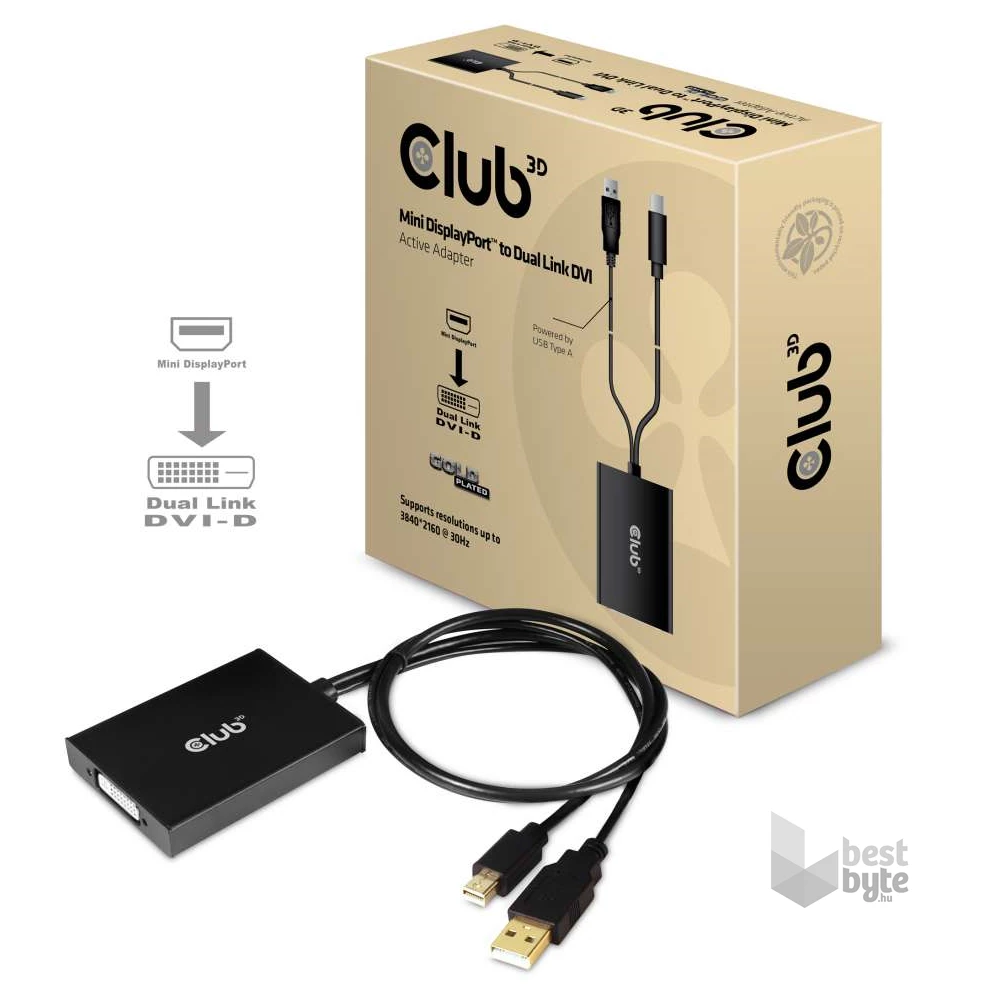 CLUB3D Mini Displayport - DVI-D Dual-Link active adapter