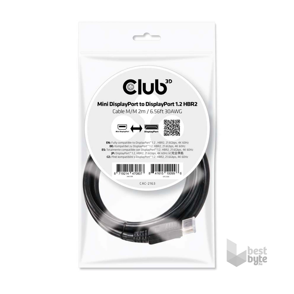 CLUB3D Mini Displayport - Displayport 2m kábel