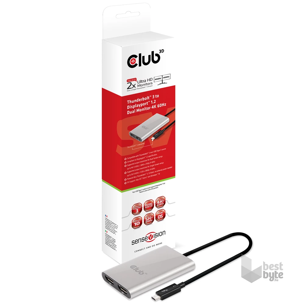 CLUB3D SenseVision Thunderbolt 3 - 2x Displayport HUB