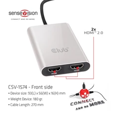 CLUB3D SenseVision Thunderbolt 3 - 2x HDMI 2.0 adapter