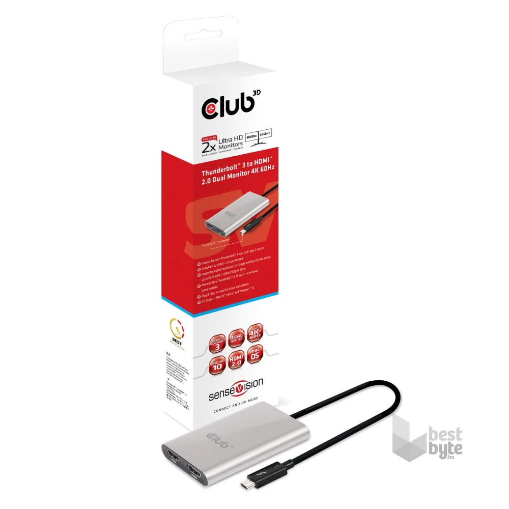 CLUB3D SenseVision Thunderbolt 3 - 2x HDMI 2.0 adapter