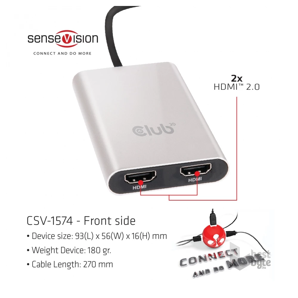 CLUB3D SenseVision Thunderbolt 3 - 2x HDMI 2.0 adapter