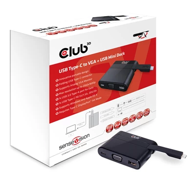 CLUB3D SenseVision USB 3.0 C - USB 3.0 A , USB 3.0 C, D-SUB Mini Dock