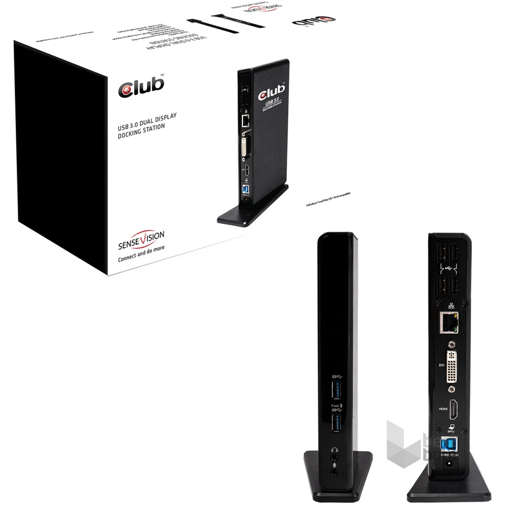 CLUB3D SenseVision USB 3.0 Dual Display Docking Station