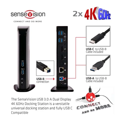 CLUB3D SenseVision USB 3.0 Dual Display 4K 60Hz Docking Station