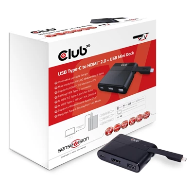 CLUB3D SenseVision USB 3.1 C - HDMI 2.0 , USB 2.0 , USB C Mini Dock