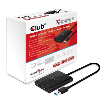 CLUB3D SenseVision USB A - HDMI 2.0 Dual Monitor