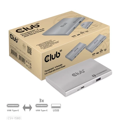 CLUB3D Thunderbolt 4 5in1 hordozható HUB