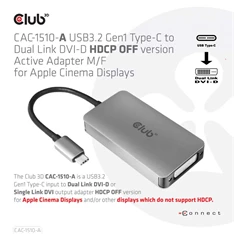 CLUB3D USB 3.2 Type C - DVI-D HDCP OFF adapter