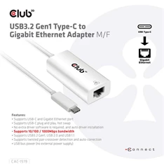 CLUB3D USB 3.2 Type C - Gigabit Ethernet adapter