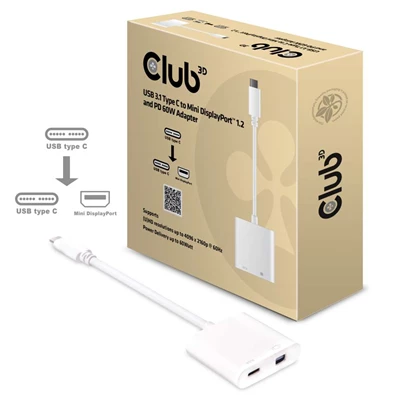 CLUB3D USB 3.1 Type C - Mini Displayport és PD 60W adapter