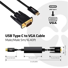 CLUB3D USB Type C - D-SUB Active 5m kábel