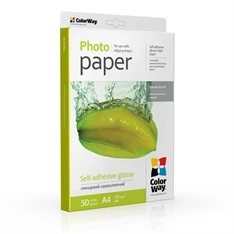 COLORWAY Fotópapír, fényes öntapadó (glossy self-adhesive), 135 - 80g/m2, A4, 50 lap