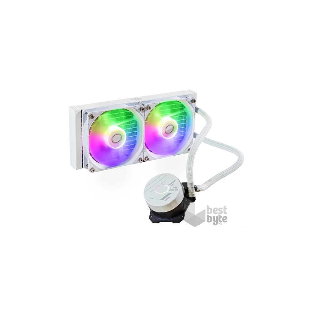 COOLER MASTER CPU hűtő MASTERLIQUID 240L CORE ARGB (vízhűtés), 2 Ventilátoros, LGA1700 támogatással, fehér