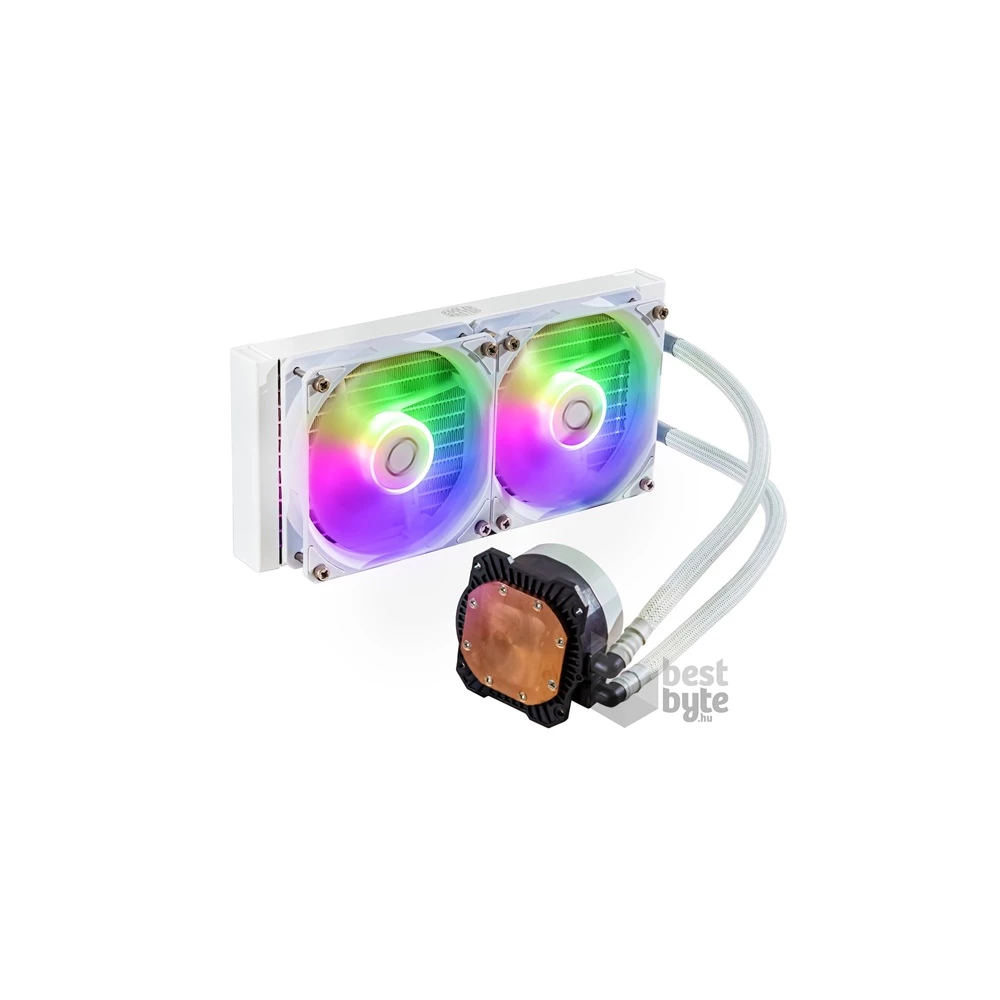 COOLER MASTER CPU hűtő MASTERLIQUID 240L CORE ARGB (vízhűtés), 2 Ventilátoros, LGA1700 támogatással, fehér