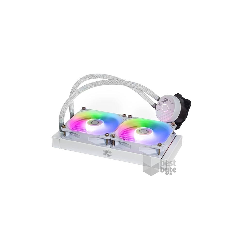 COOLER MASTER CPU hűtő MASTERLIQUID 240L CORE ARGB (vízhűtés), 2 Ventilátoros, LGA1700 támogatással, fehér