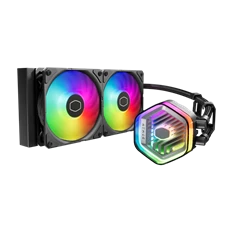 COOLER MASTER CPU hűtő MASTERLIQUID 240 ATMOS (vízhűtés), 2 Ventilátoros, ARGB Gen2, fekete