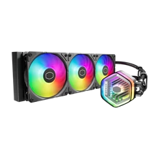 COOLER MASTER CPU hűtő MASTERLIQUID 360 ATMOS (vízhűtés), 3 Ventilátoros, ARGB Gen2, fekete