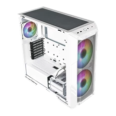 COOLER MASTER Ház Midi ATX HAF 500 ARGB + 4db Ventilátor, Tápegység nélkül, Üvegfalú, fehér
