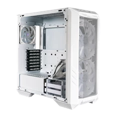 COOLER MASTER Ház Midi ATX HAF 500 ARGB + 4db Ventilátor, Tápegység nélkül, Üvegfalú, fehér