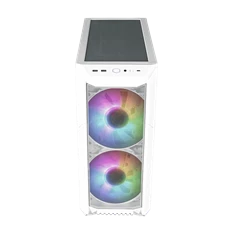 COOLER MASTER Ház Midi ATX HAF 500 ARGB + 4db Ventilátor, Tápegység nélkül, Üvegfalú, fehér
