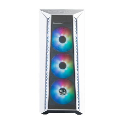 COOLER MASTER Ház Midi ATX MasterBox 520 + 3db Ventilátor + HUB,Tápegység nélkül, Üvegfalú, fehér