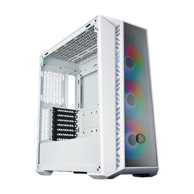 COOLER MASTER Ház Midi ATX MasterBox 520 + 3db Ventilátor + HUB,Tápegység nélkül, Üvegfalú, fehér