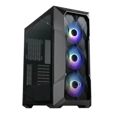 COOLER MASTER Ház Midi ATX MasterBox TD500 MESH V2 ARGB + 3db Ventilátor, Tápegység nélkül, Üvegfalú, fekete