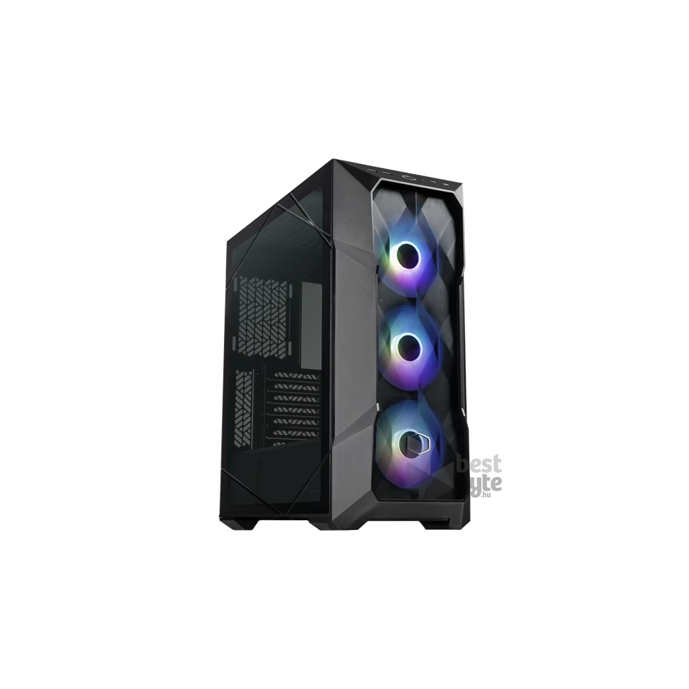 COOLER MASTER Ház Midi ATX MasterBox TD500 MESH V2 ARGB + 3db Ventilátor, Tápegység nélkül, Üvegfalú, fekete