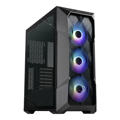 COOLER MASTER Ház Midi ATX MasterBox TD500 MESH V2 ARGB + 3db Ventilátor, Tápegység nélkül, Üvegfalú, fekete