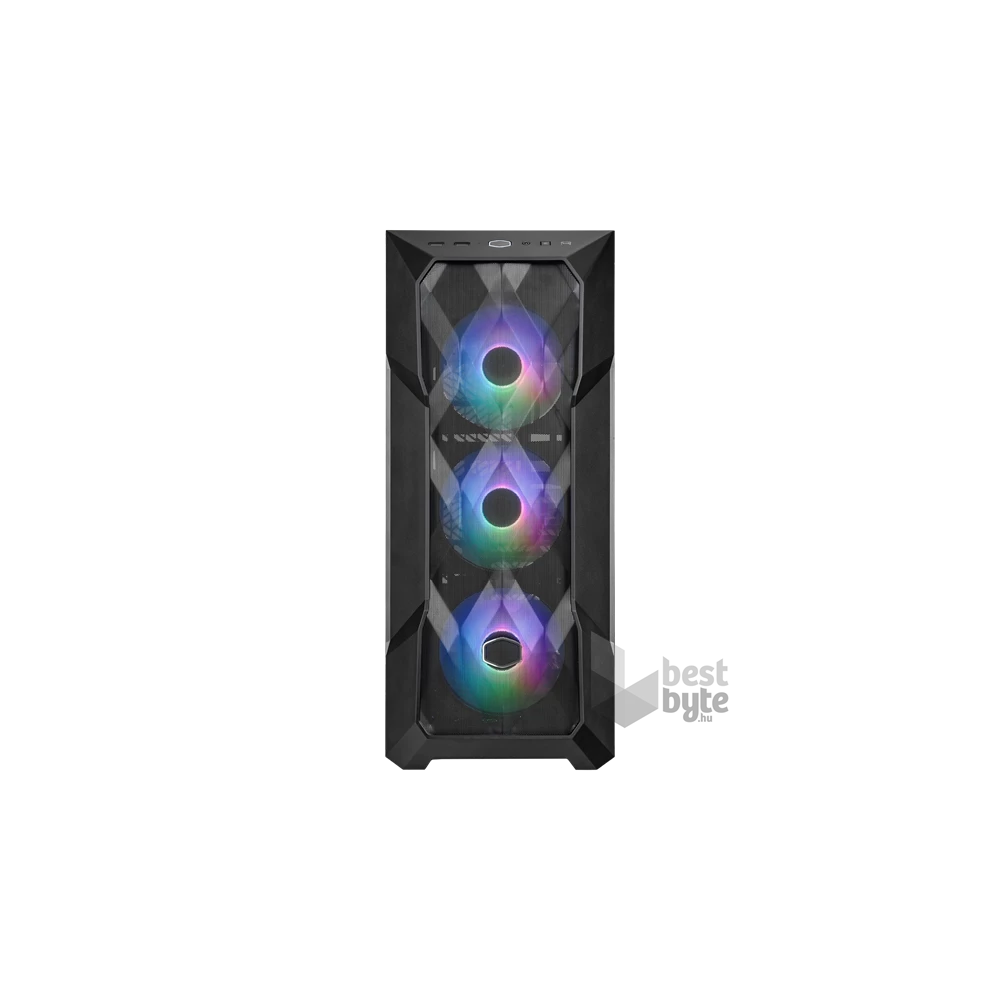COOLER MASTER Ház Midi ATX MasterBox TD500 MESH V2 ARGB + 3db Ventilátor, Tápegység nélkül, Üvegfalú, fekete