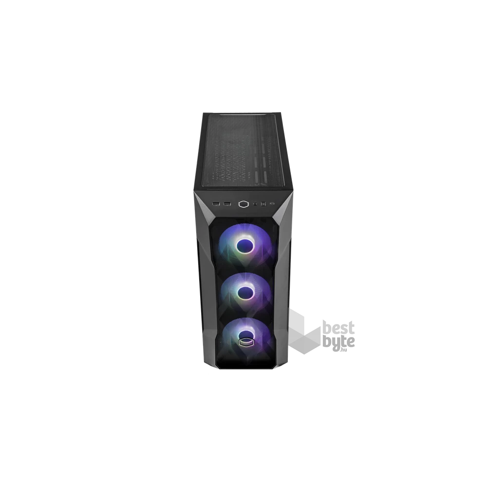 COOLER MASTER Ház Midi ATX MasterBox TD500 MESH V2 ARGB + 3db Ventilátor, Tápegység nélkül, Üvegfalú, fekete