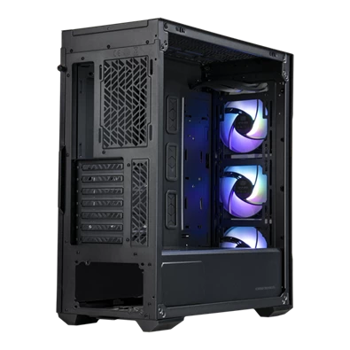COOLER MASTER Ház Midi ATX MasterBox TD500 MESH V2 ARGB + 3db Ventilátor, Tápegység nélkül, Üvegfalú, fekete