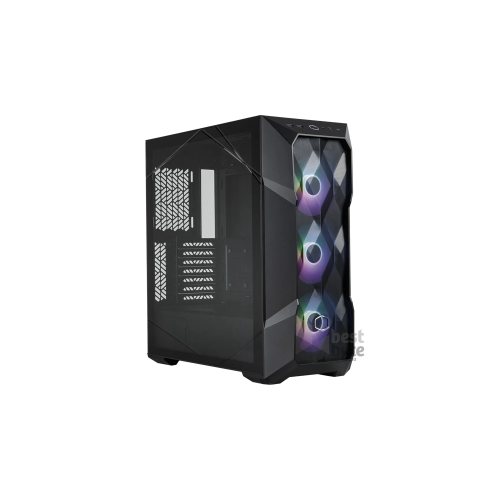 COOLER MASTER Ház Midi ATX MasterBox TD500 MESH V2 ARGB + 3db Ventilátor, Tápegység nélkül, Üvegfalú, fekete