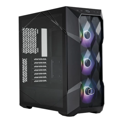 COOLER MASTER Ház Midi ATX MasterBox TD500 MESH V2 ARGB + 3db Ventilátor, Tápegység nélkül, Üvegfalú, fekete