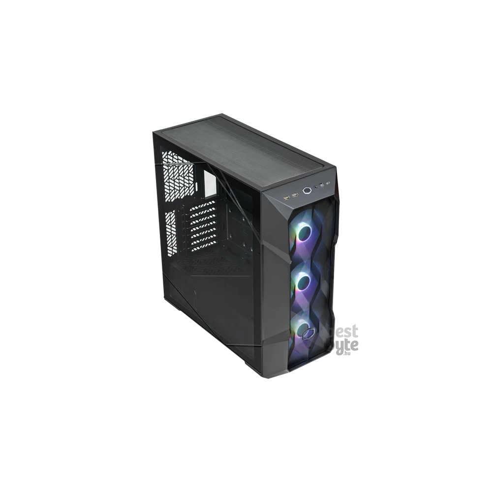 COOLER MASTER Ház Midi ATX MasterBox TD500 MESH V2 ARGB + 3db Ventilátor, Tápegység nélkül, Üvegfalú, fekete