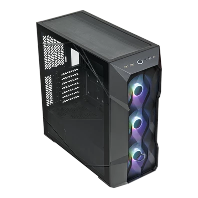 COOLER MASTER Ház Midi ATX MasterBox TD500 MESH V2 ARGB + 3db Ventilátor, Tápegység nélkül, Üvegfalú, fekete