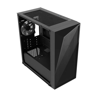 COOLER MASTER Ház Mini Tower ATX CMP 320L, 1db Ventilátorral, Tápegység nélkül, Üvegfalú, Fekete
