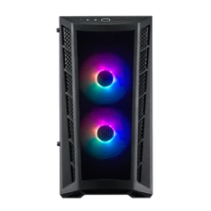 COOLER MASTER Ház Mini Tower ATX MASTERBOX MB320L ARGB + Kontroller,2db Ventilátorral,Tápegység nélkül, Üvegfalú, fekete