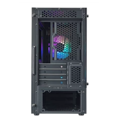 COOLER MASTER Ház Mini Tower ATX MASTERBOX MB320L ARGB + Kontroller,2db Ventilátorral,Tápegység nélkül, Üvegfalú, fekete