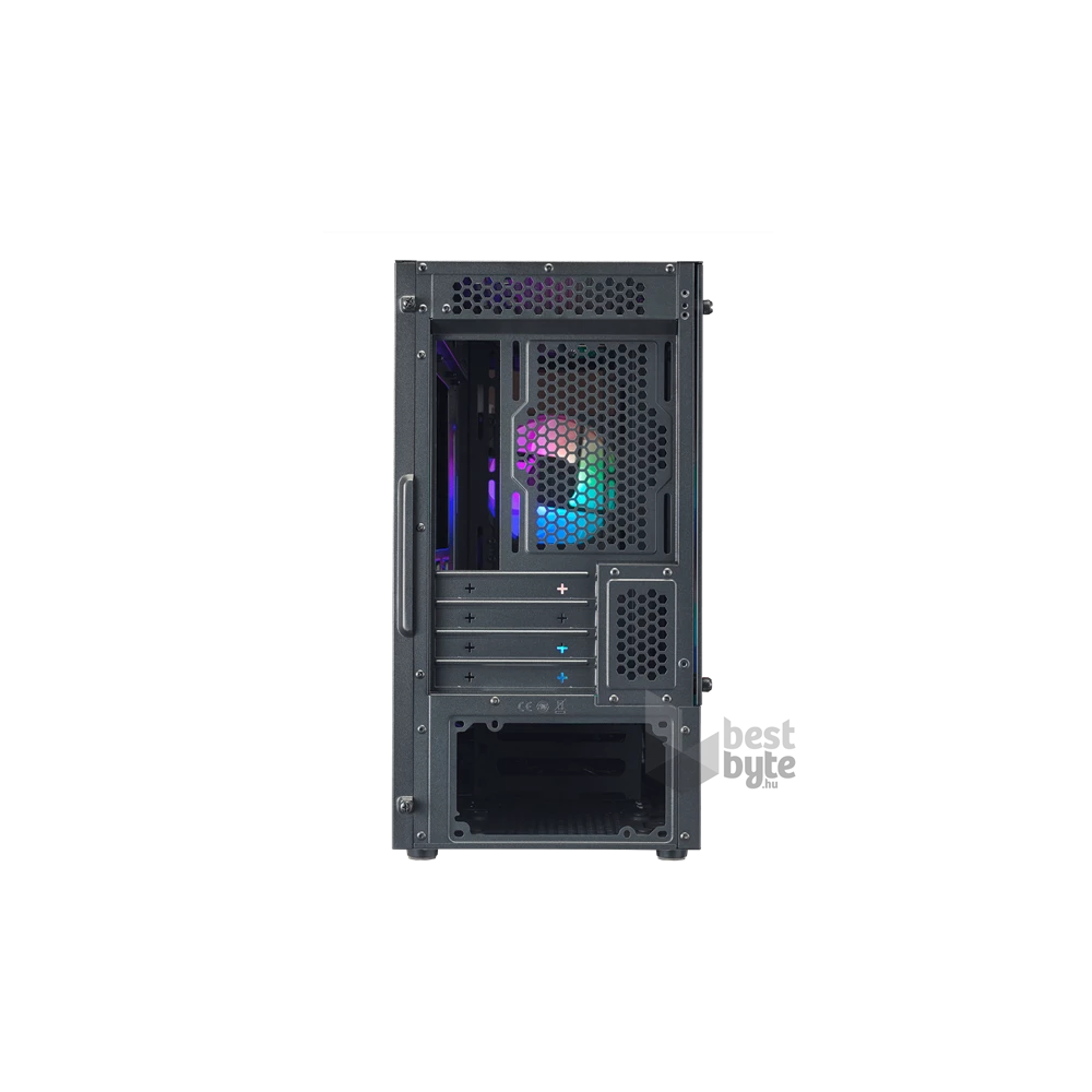 COOLER MASTER Ház Mini Tower ATX MASTERBOX MB320L ARGB + Kontroller,2db Ventilátorral,Tápegység nélkül, Üvegfalú, fekete
