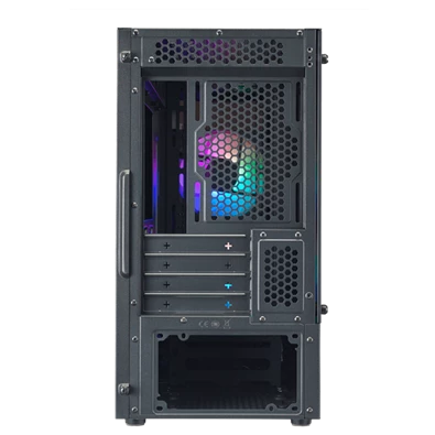 COOLER MASTER Ház Mini Tower ATX MASTERBOX MB320L ARGB + Kontroller,2db Ventilátorral,Tápegység nélkül, Üvegfalú, fekete
