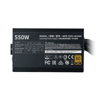 COOLER MASTER Tápegység MWE GOLD 550W, 12cm, 80+ Gold V2, fekete