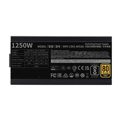 COOLER MASTER Tápegység Moduláris MWE GOLD 1250 - V2 ATX 3.0 1250W, 14cm, 80+ Gold