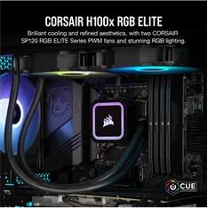CORSAIR CPU hűtő iCUE H100x RGB ELITE (vízhűtés), 2 Ventilátoros, LGA1700 támogatással, fekete