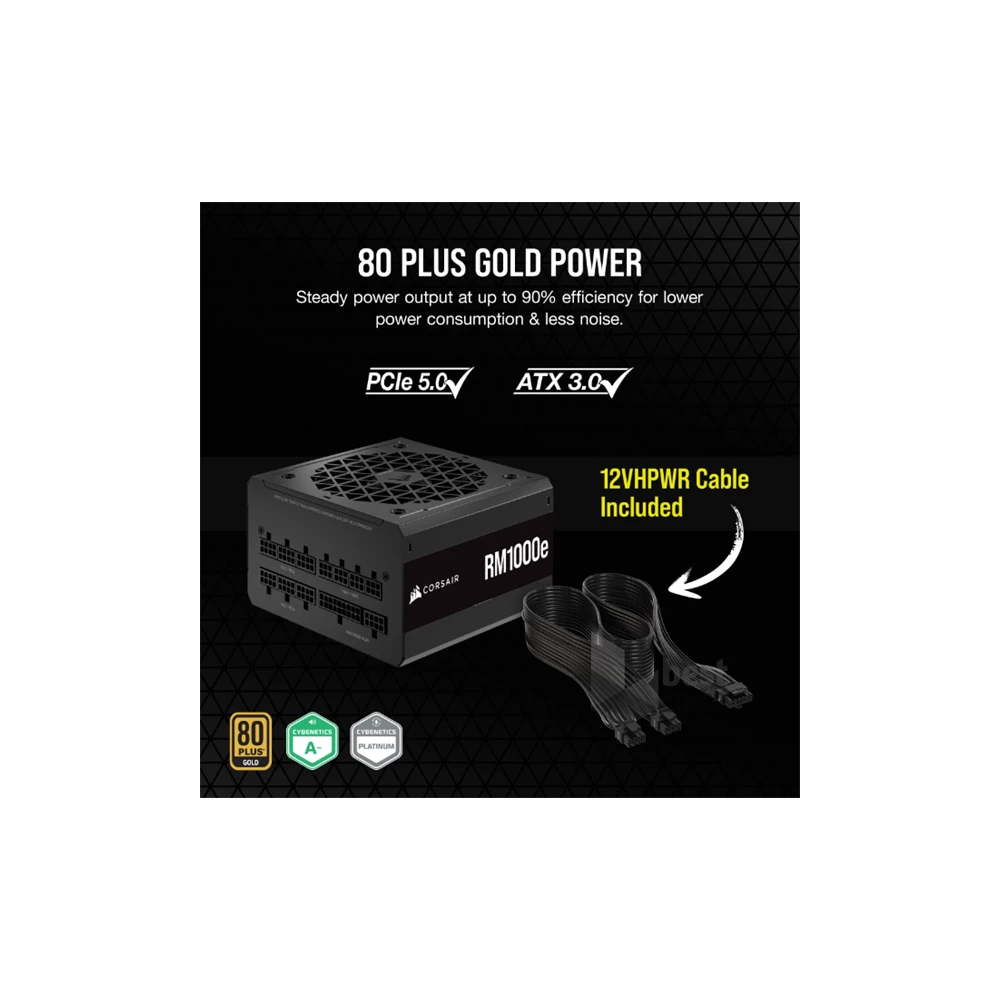 CORSAIR Tápegység Moduláris, RMe Series RM1000e, 1000W, 12cm, ATX3.0, PCIe5.0, 80+ Gold